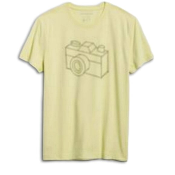 BANANA REPUBLIC Yellow Camera Graphic Short Sleeve Crewneck T-shirt Men's Sz XS - Picture 1 of 13